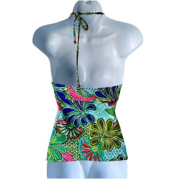 Trina Turk Zanzibar Multi Color Pattern Tankini Top Swimsuit Size 8 Bright - Picture 8 of 9